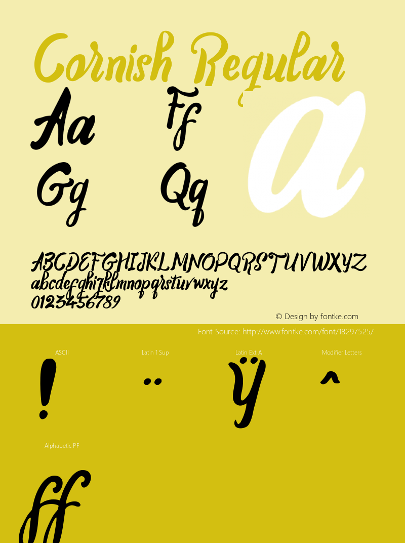 Cornish Regular Version 1.000 Font Sample