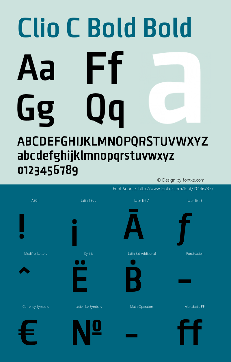 Clio C Bold Bold Version 1.000 2012 initial release Font Sample