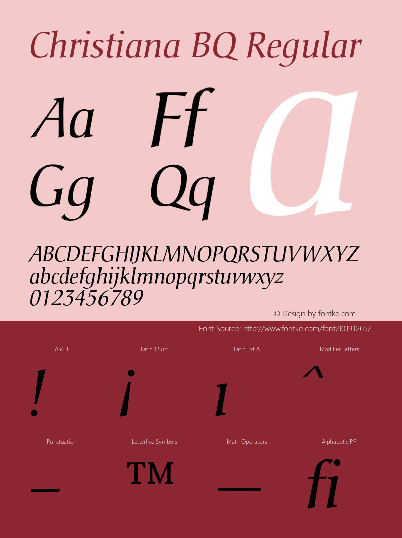 Christiana BQ Regular 001.000 Font Sample