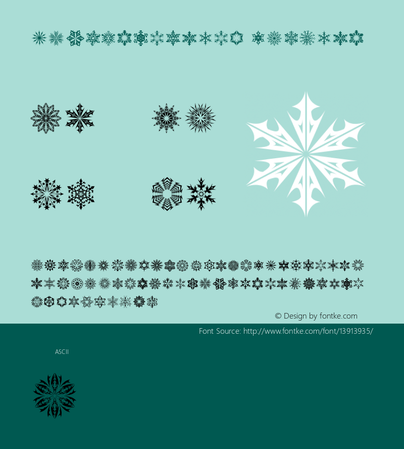 SnowCrystals2 Regular Version 1.00 October 24, 2012, initial release Font Sample