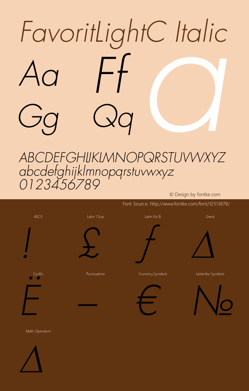 FavoritLightC Italic OTF 1.0;PS 001.000;Core 116;AOCW 1.0 161 Font Sample