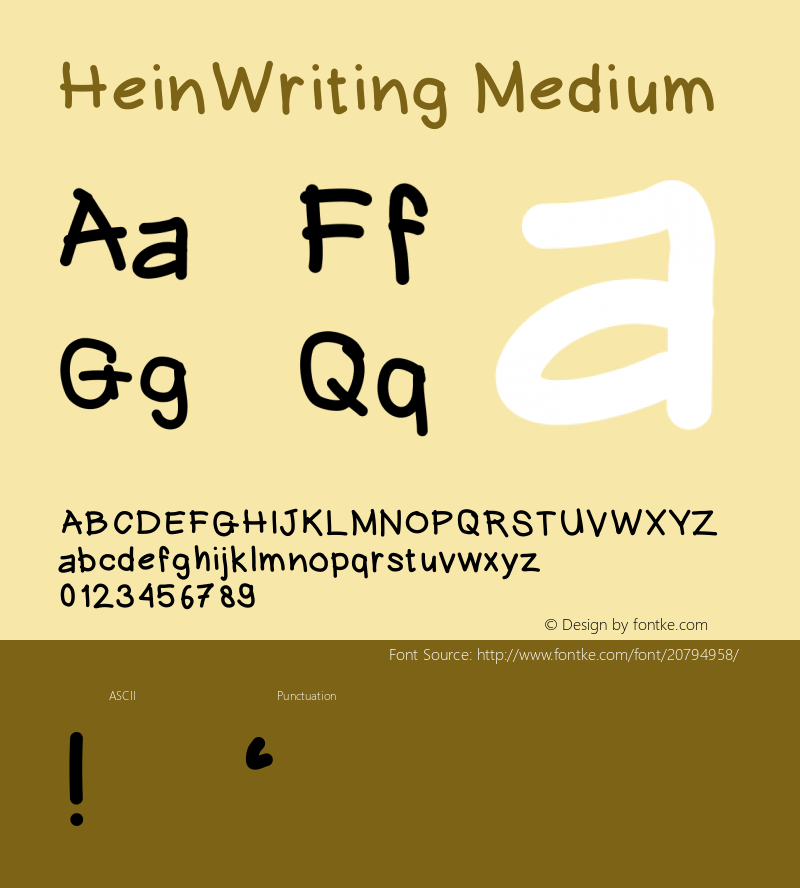 HeinWriting Version 001.000 Font Sample