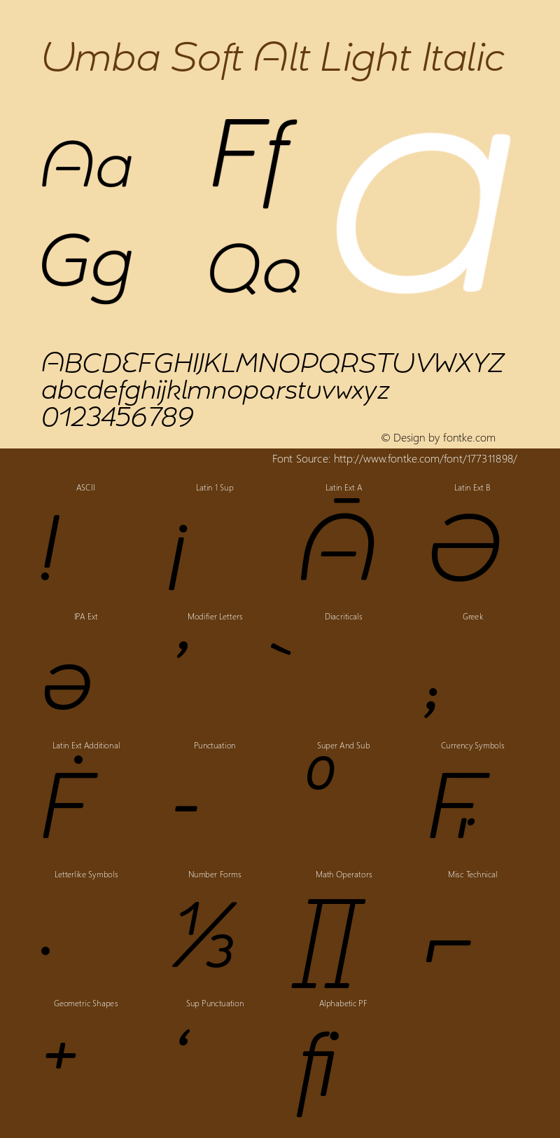 Umba Soft Alt Light Italic Version 2.020;PS 002.020;hotconv 1.0.88;makeotf.lib2.5.64775图片样张