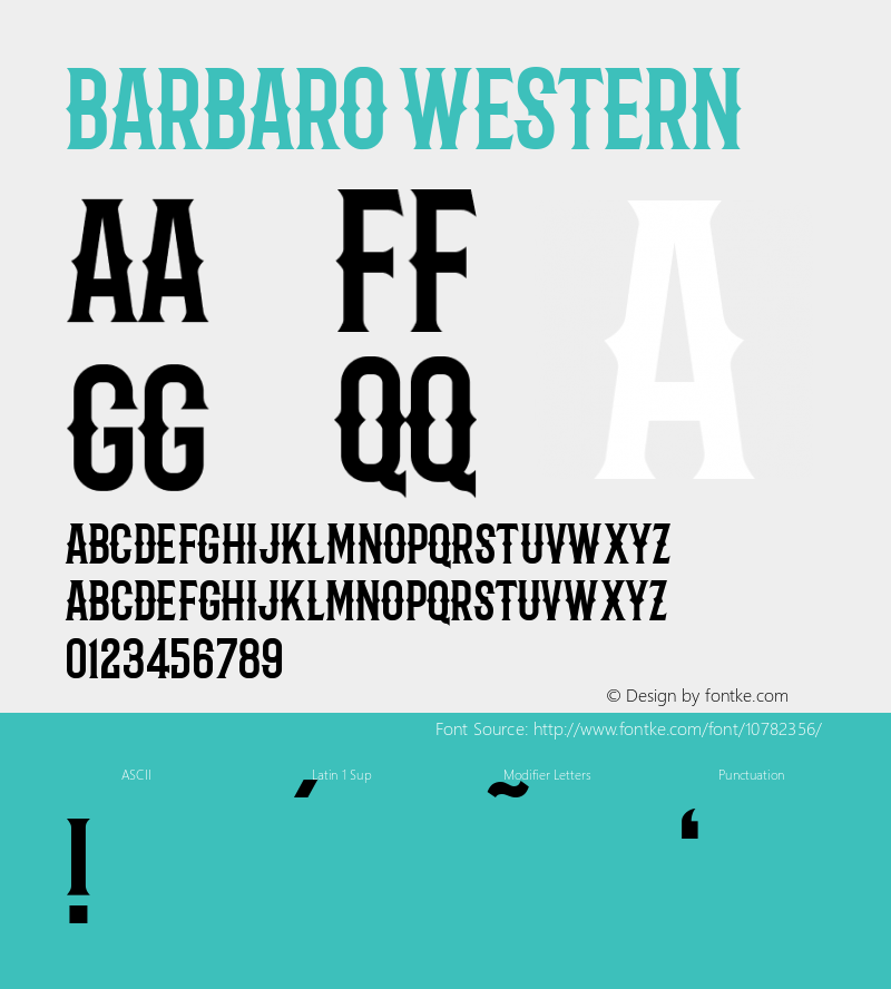 Barbaro Western Version 1.000 Font Sample