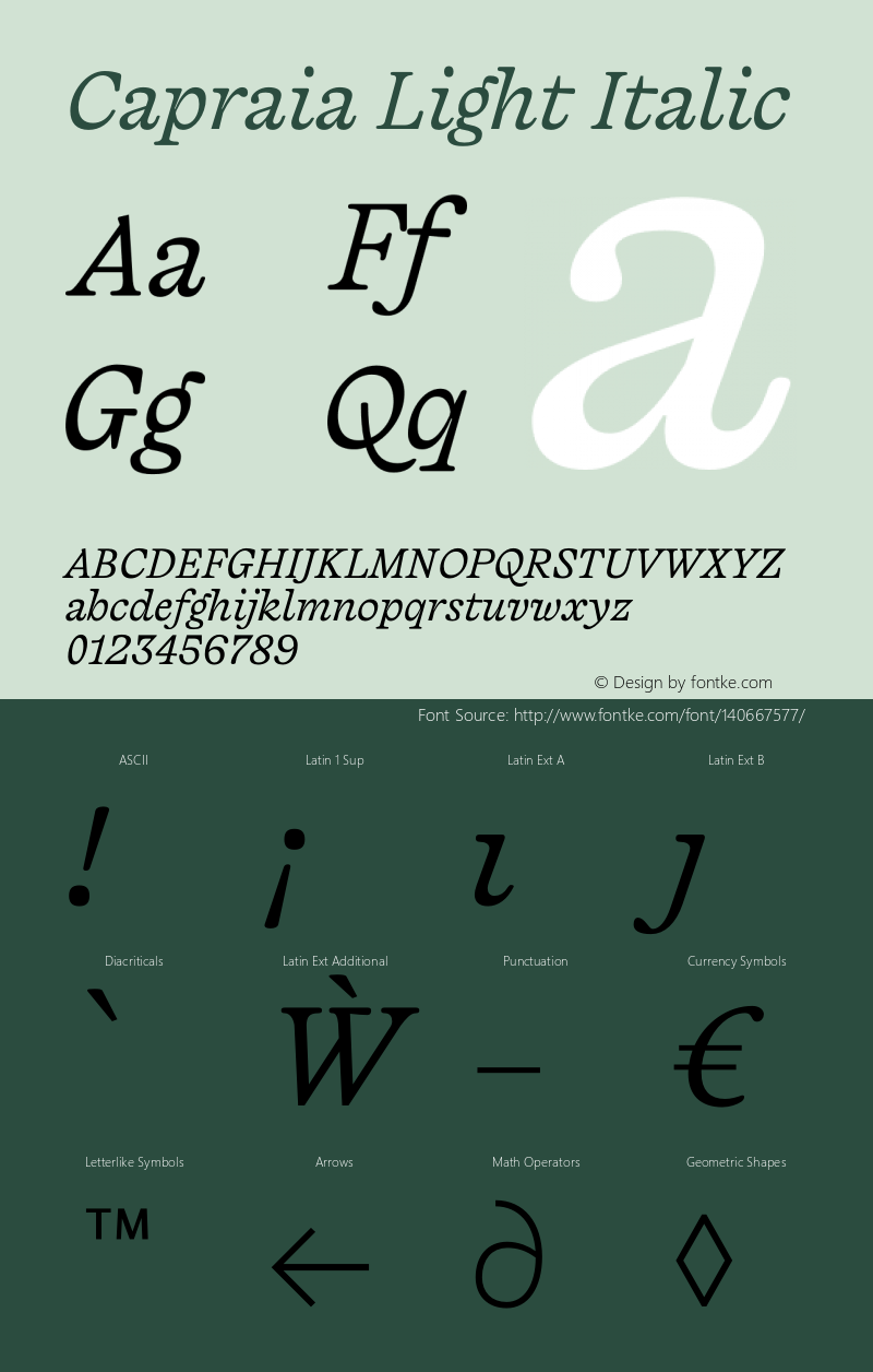 Capraia-LightItalic Version 1.000 | w-rip DC20200130 Font Sample