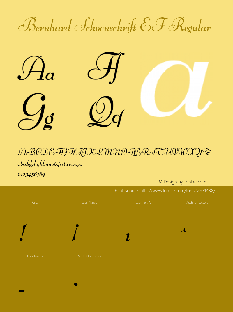 Bernhard Schoenschrift EF Regular Macromedia Fontographer 4.1 09.03.02 Font Sample