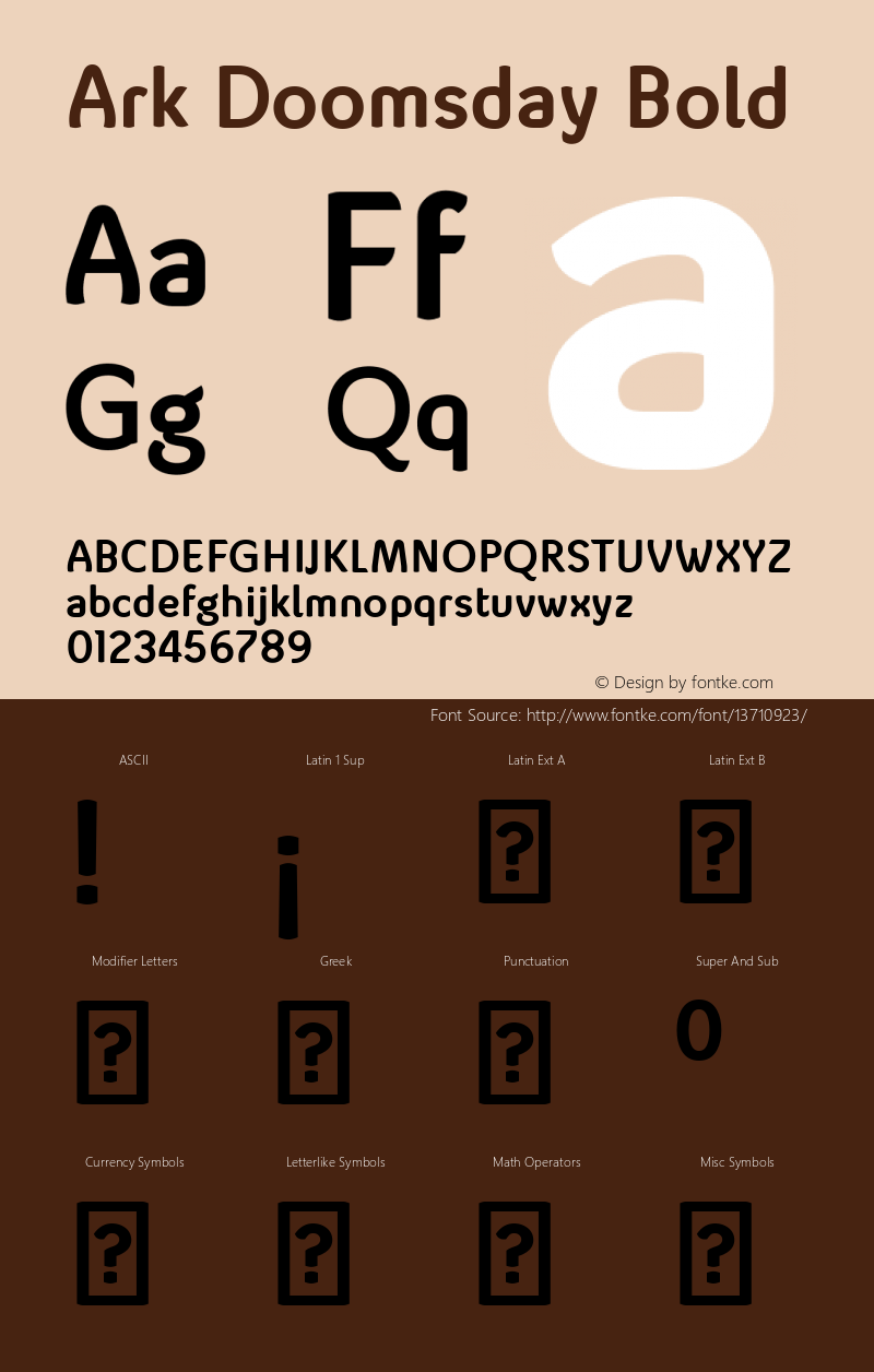 Ark Doomsday Bold Version 1.00 May 19, 2010, initial release Font Sample