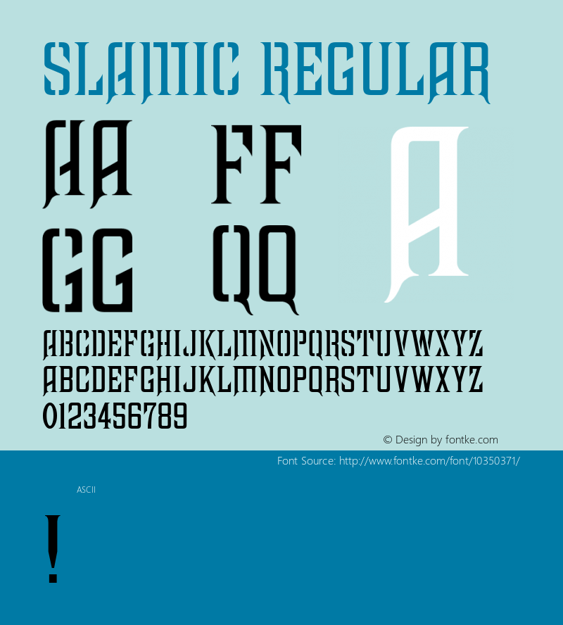 SLAMIC Regular Unknown Font Sample