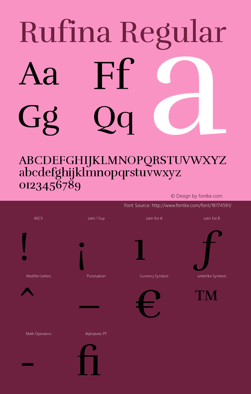 Rufina Regular Version 1.001 Font Sample