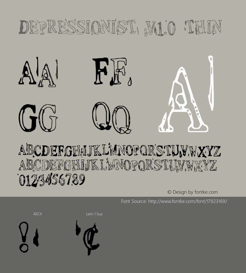 Depressionist v1.0 Thin Version 2000; 1.0, Rubbersta Font Sample