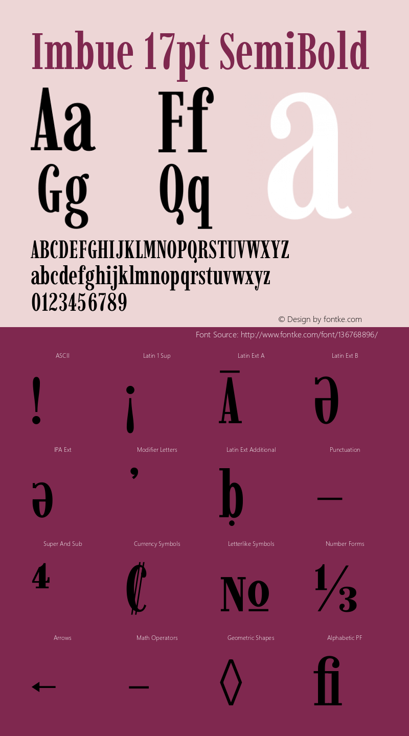 Imbue 17pt SemiBold Version 1.102 Font Sample