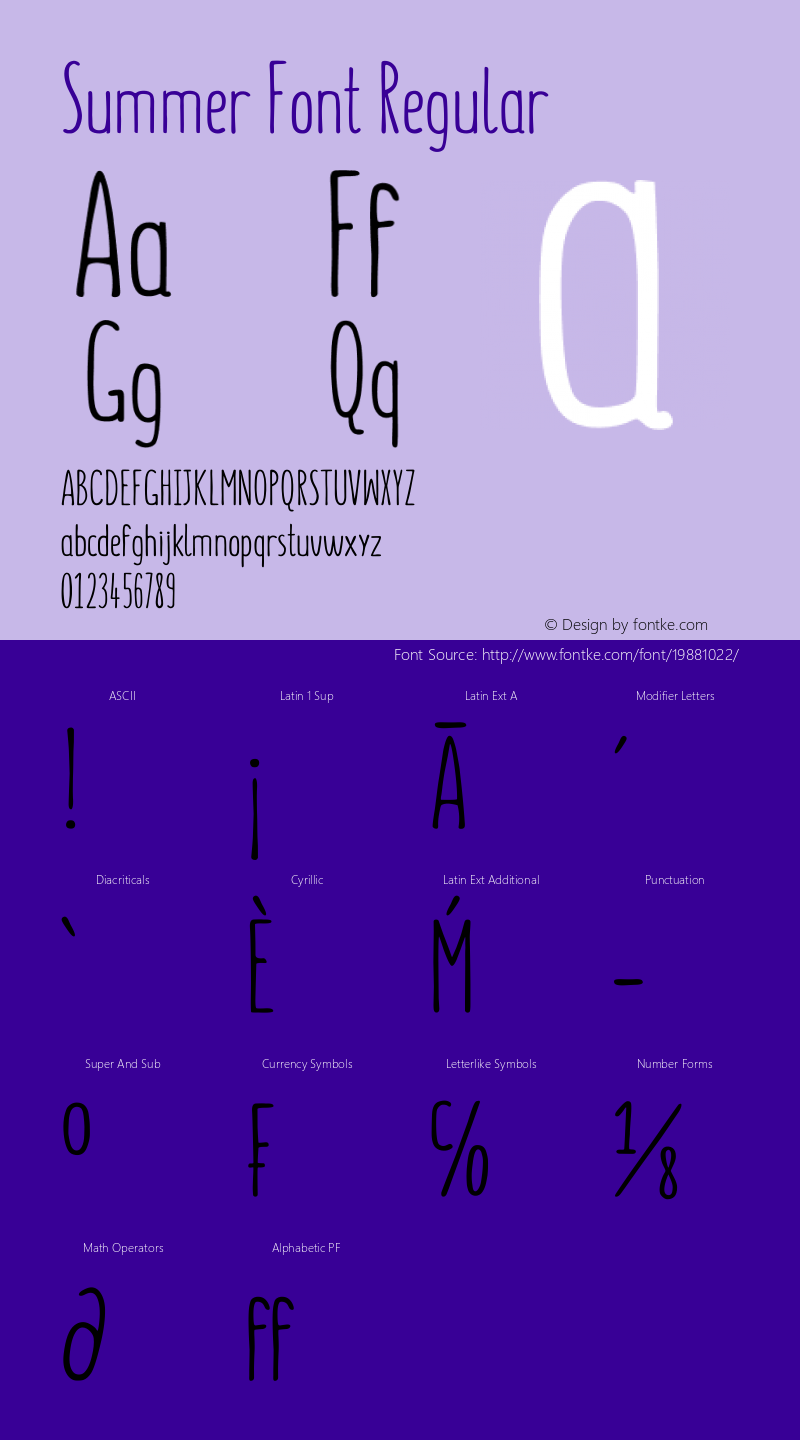 Summer Font Version 1.10 May 28, 2015 Font Sample