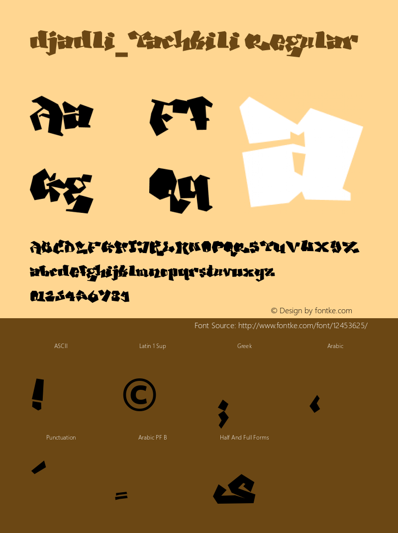 djadli_Tachkili Regular Version 1.00 2009 initial release Font Sample