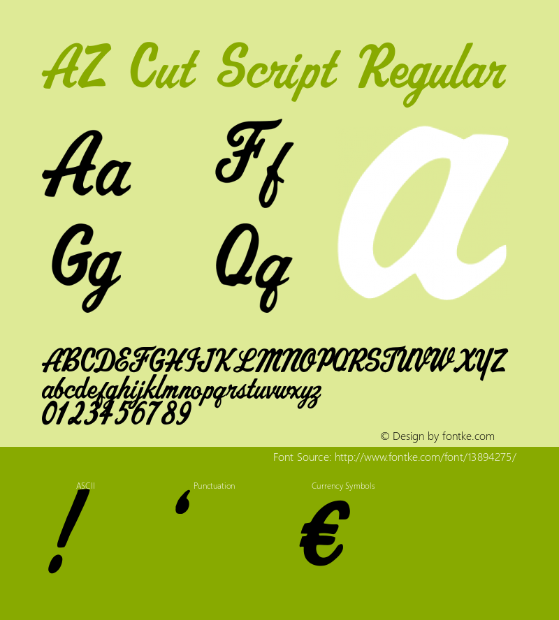 AZ Cut Script Regular Version 001.001 Font Sample