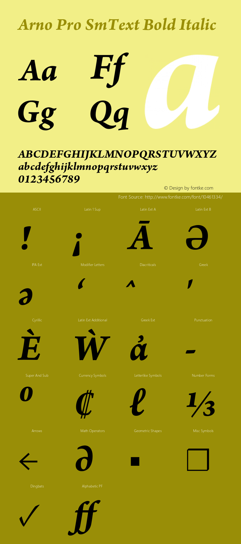 Arno Pro SmText Bold Italic Version 1.084;PS 1.005;hotconv 1.0.67;makeotf.lib2.5.33168 Font Sample