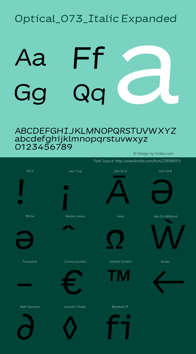 Optical_073_Italic Expanded Version 1.073;FEAKit 1.0图片样张