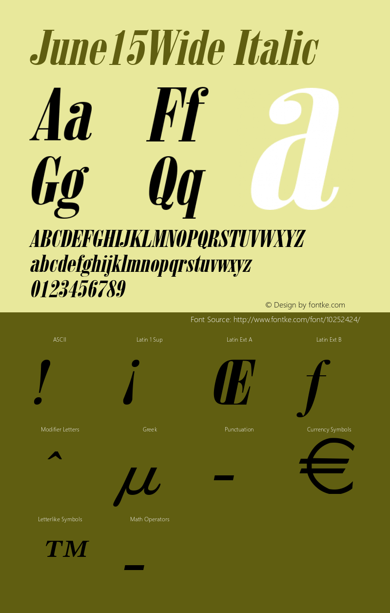 June15Wide Italic Altsys Fontographer 4.1 11/6/95 Font Sample