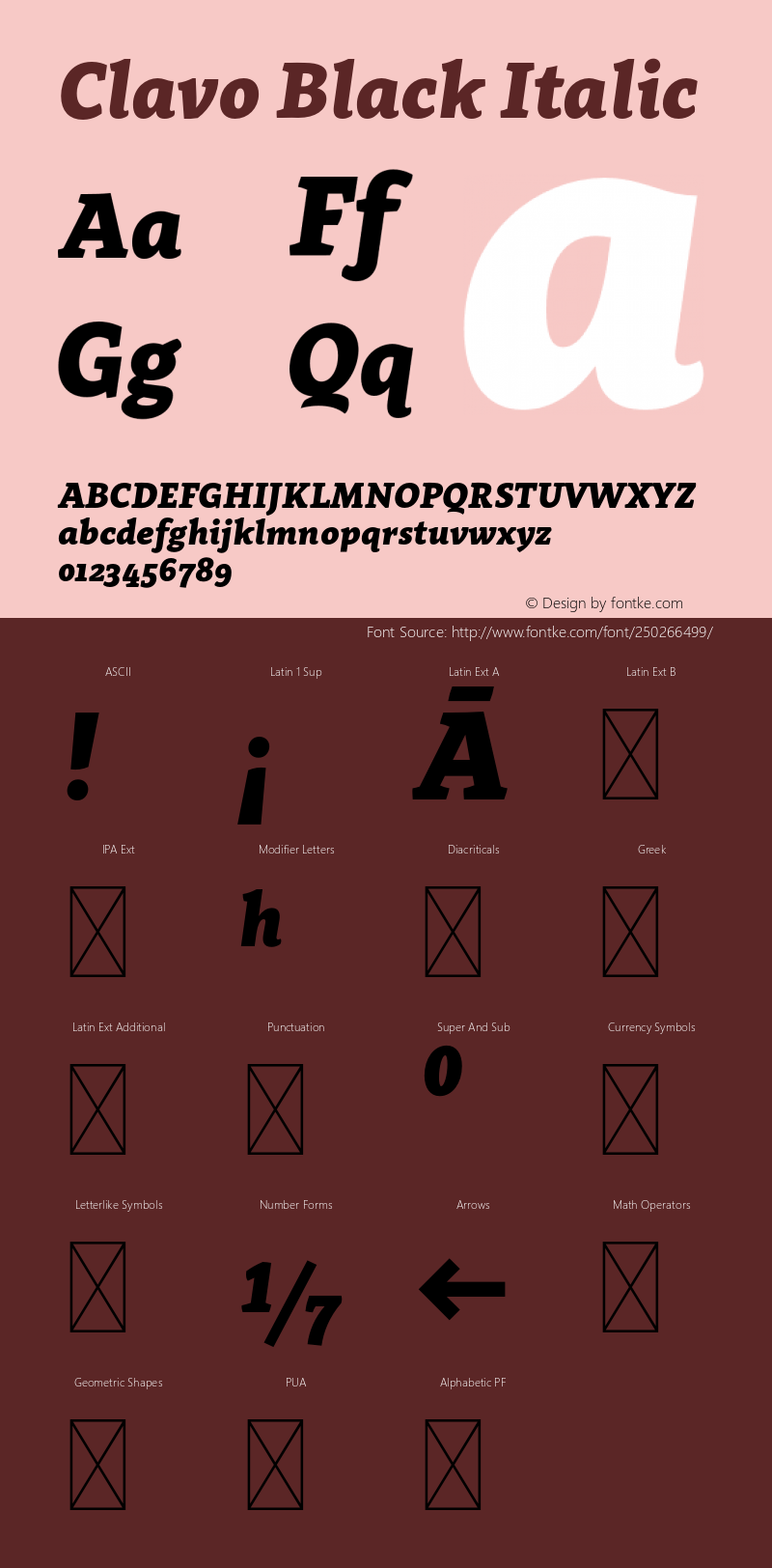 Clavo Black Italic Version 1.006;PS 001.006;hotconv 1.0.70;makeotf.lib2.5.58329图片样张