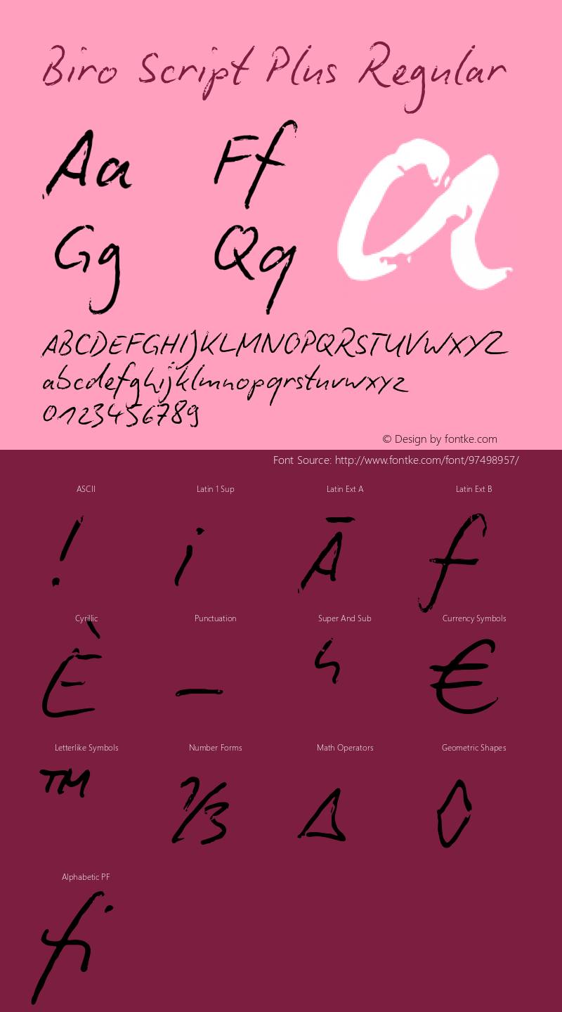 Biro Script Plus 6.001 Font Sample