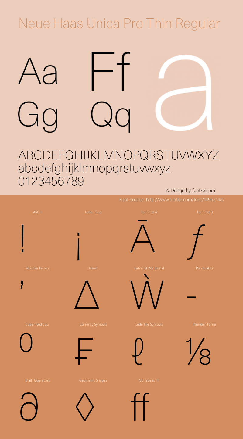 Neue Haas Unica Pro Thin Regular Version 1.00 Font Sample