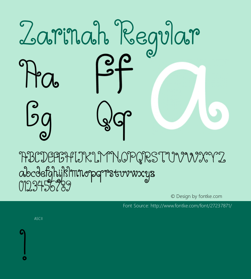 Zarinah Version 1.000 Font Sample