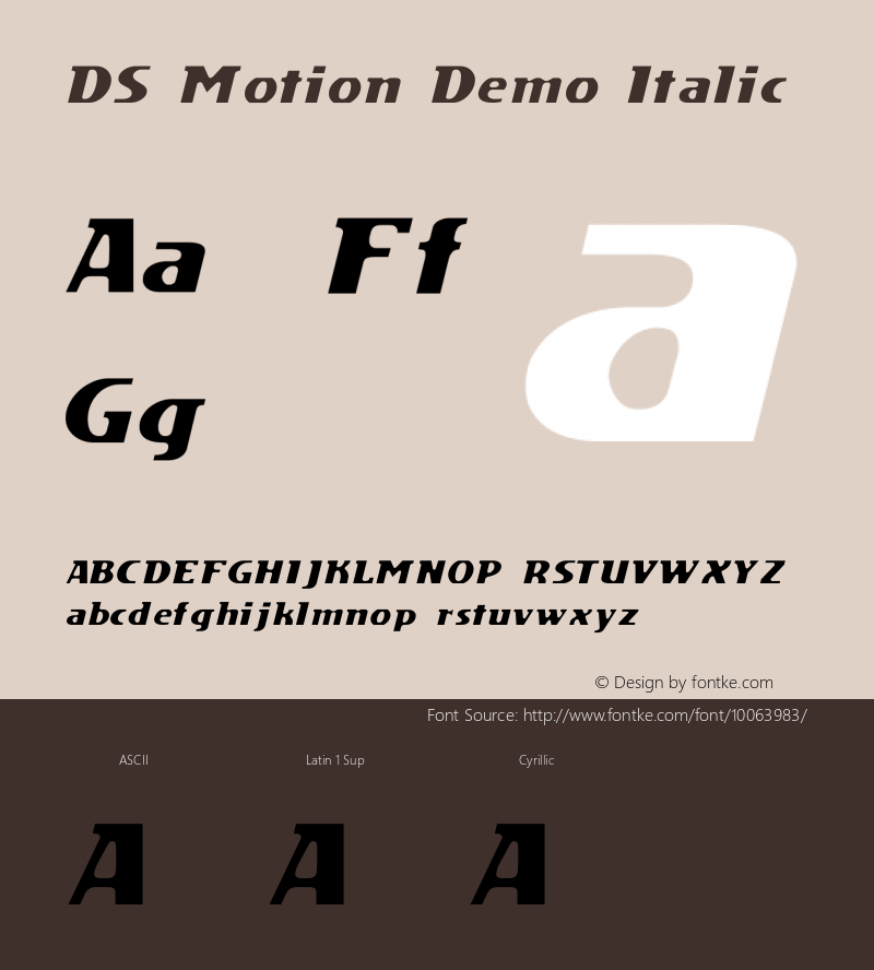 DS Motion Demo Italic Version 1.0; 2000; initial release Font Sample