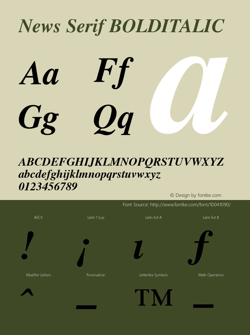 News Serif BOLDITALIC 001.000 Font Sample