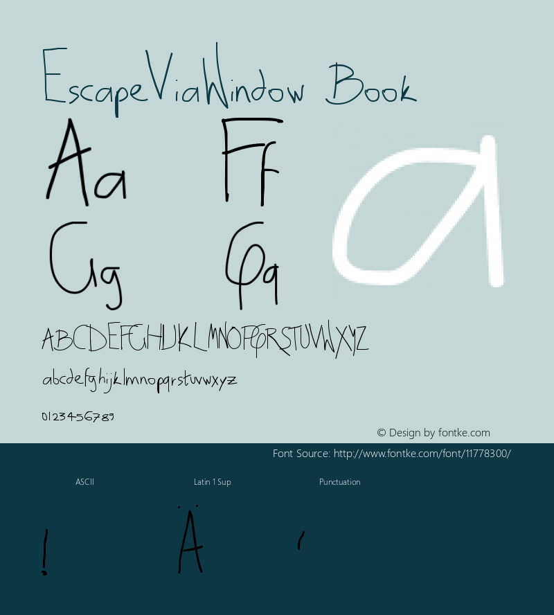 EscapeViaWindow Book Version Fontographer 4.7 8/1 Font Sample