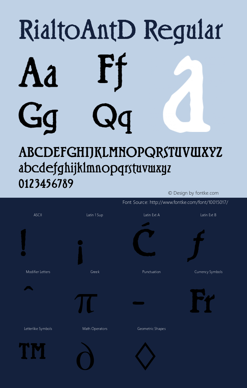 RialtoAntD Regular Version 001.005 Font Sample