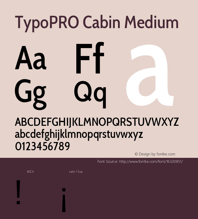 TypoPRO Cabin Medium Version 1.006 Font Sample