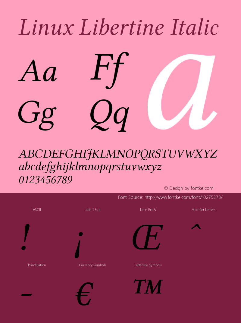 Linux Libertine Italic Version 4.0.3 Font Sample