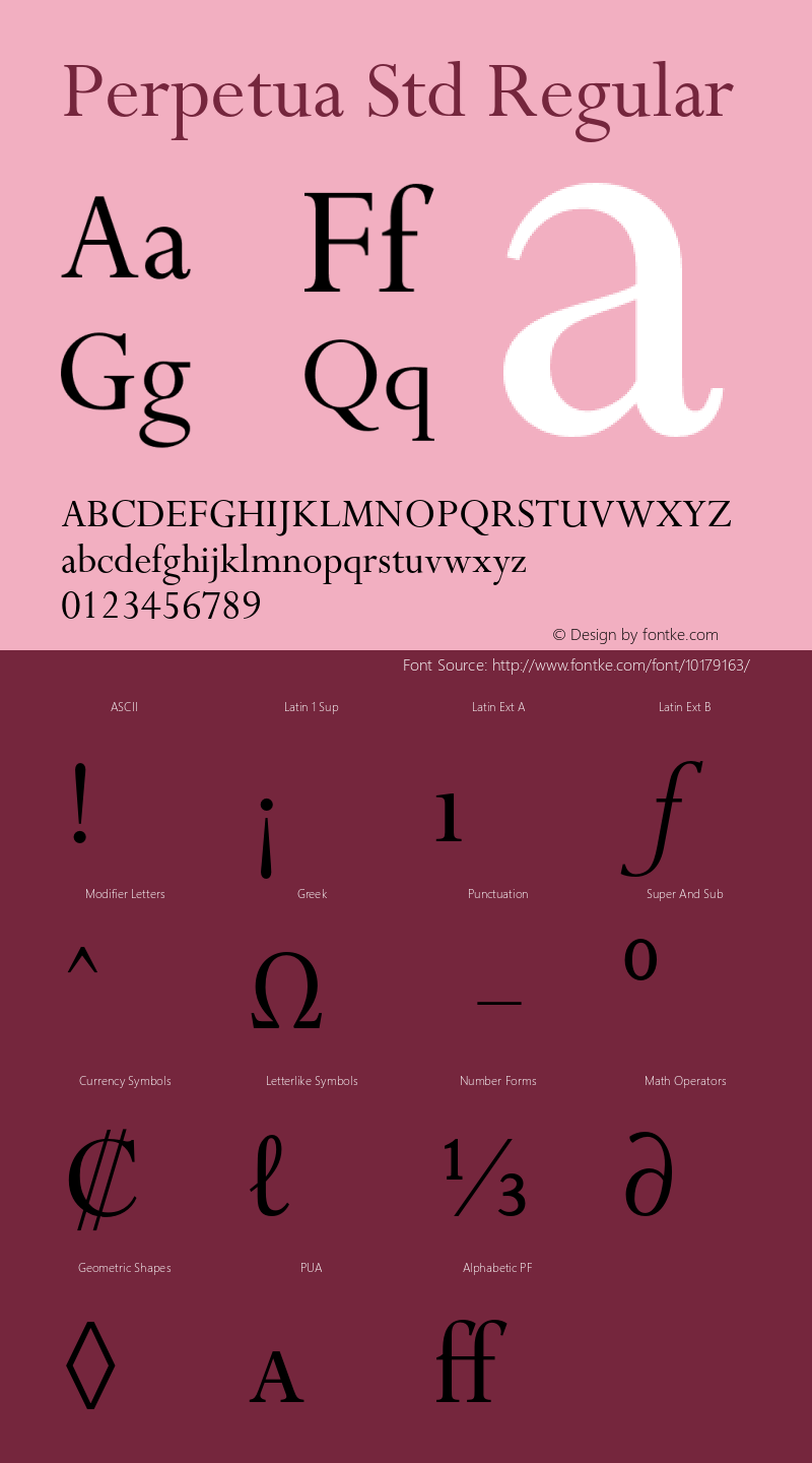 Perpetua Std Regular Version 1.047;PS 001.001;Core 1.0.38;makeotf.lib1.6.5960 Font Sample