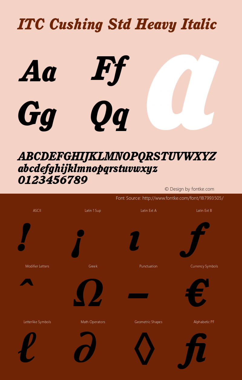 ITC Cushing Std Medium Bold Italic Version 3.00 Build 1000图片样张