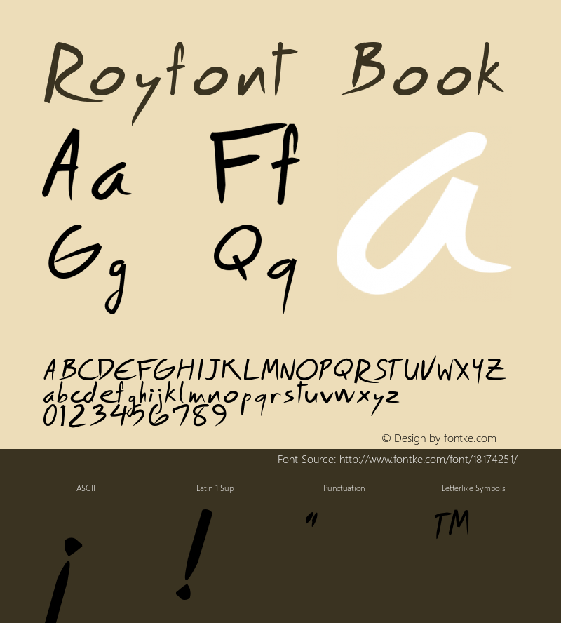 Royfont Book Version Macromedia Fontograp Font Sample