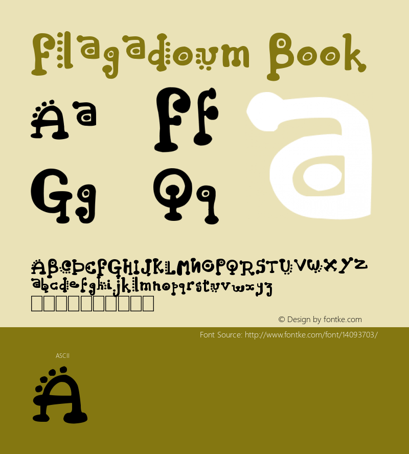 Flagadoum Book Version 1.00 July 23, 2012, Font Sample