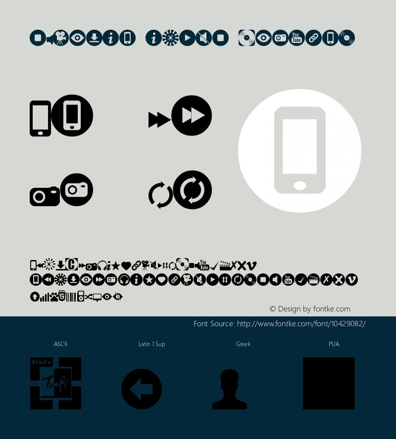 sTmedia icons Regular Version 1.00(2012) Font Sample
