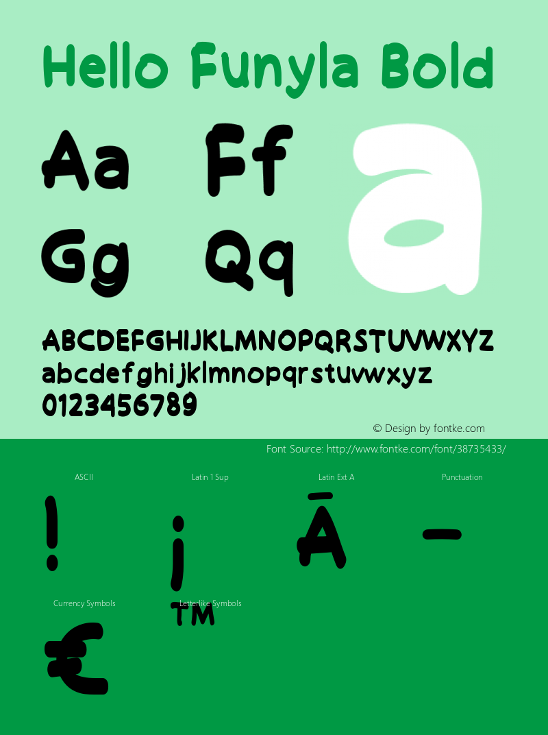 Hello Funyla Bold Version 1.002;Fontself Maker 3.2.2 Font Sample