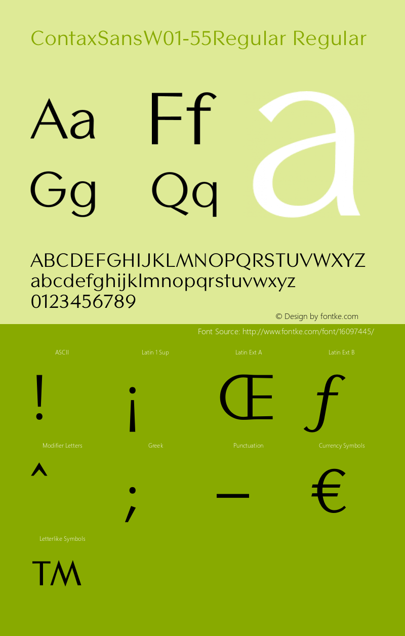 ContaxSansW01-55Regular Regular Version 1.00 Font Sample