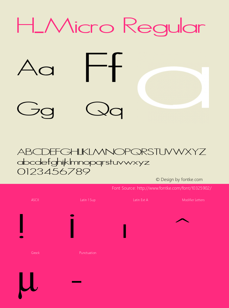 H_Micro Regular 1997.01.21 Font Sample