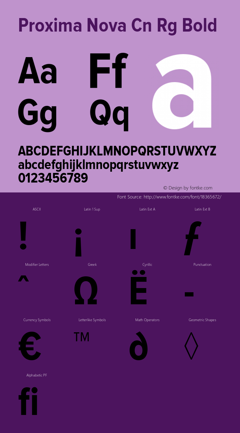 Proxima Nova Cn Rg Bold Version 2.003 Font Sample