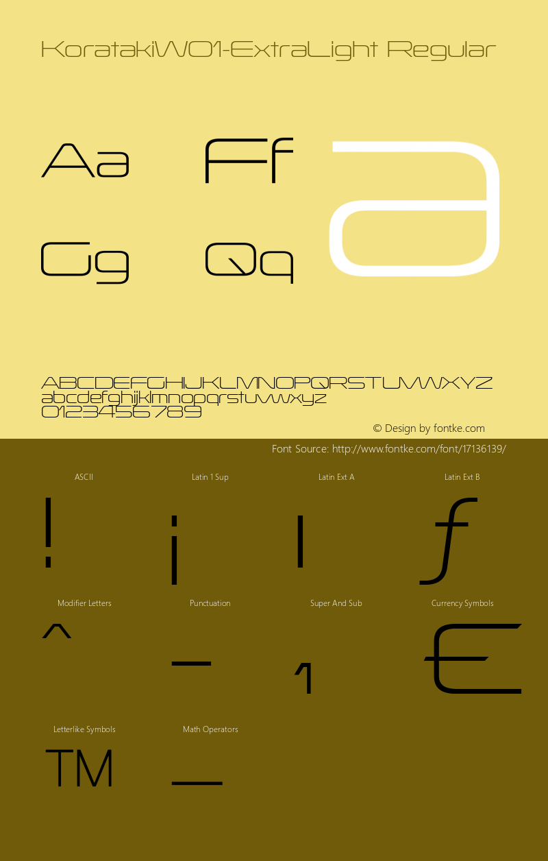 KoratakiW01-ExtraLight Regular Version 3.0 Font Sample