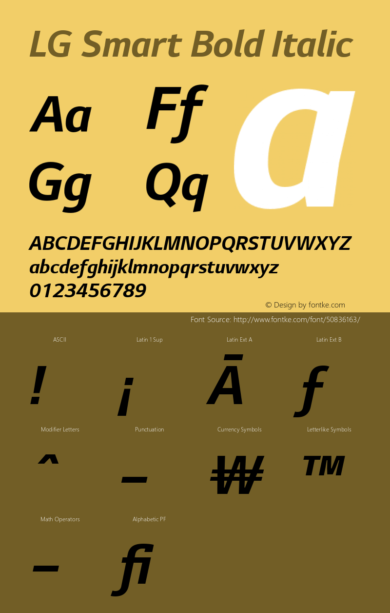 LG Smart Bold Italic Version 1.001 Font Sample