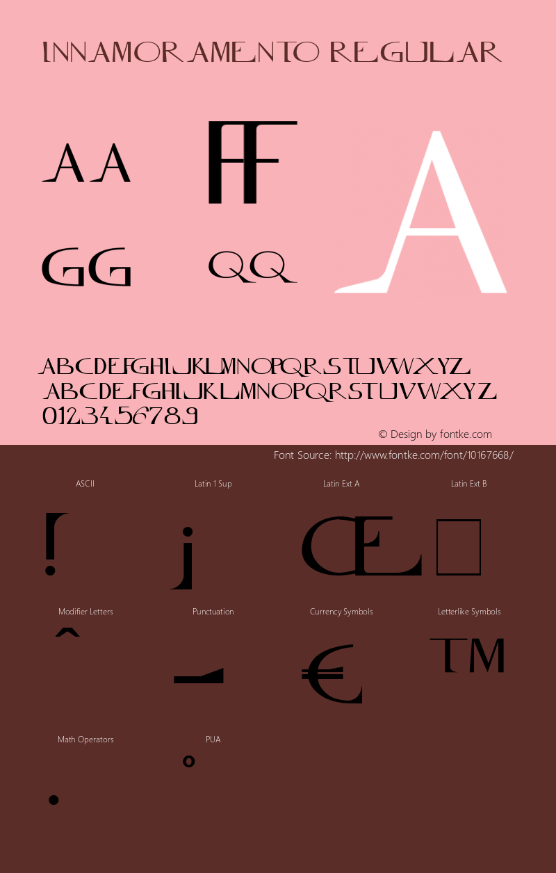 Innamoramento Regular 1999; 3.0, version complète Font Sample