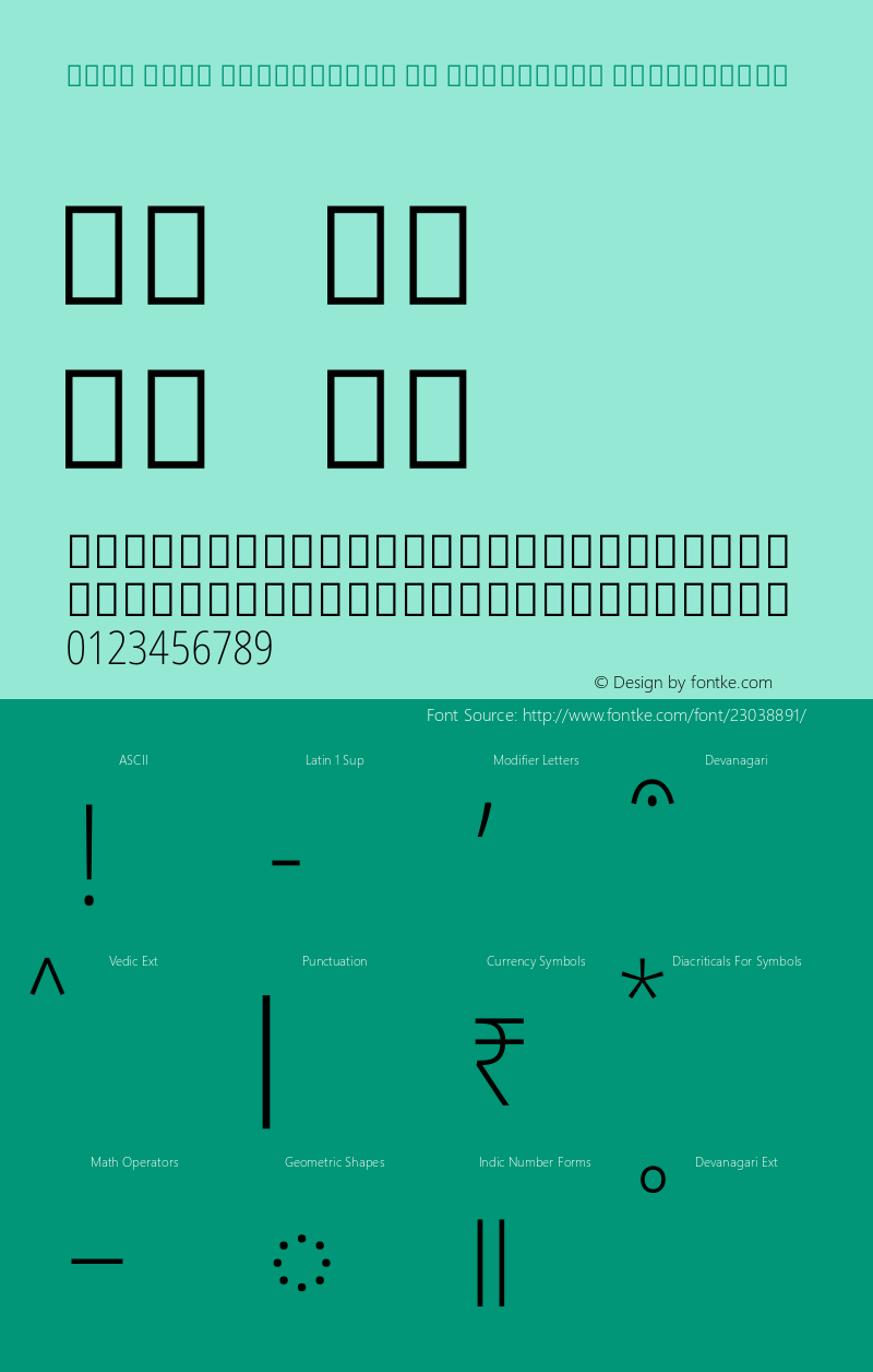 Noto Sans Devanagari UI Condensed ExtraLight Version 1.902 Font Sample