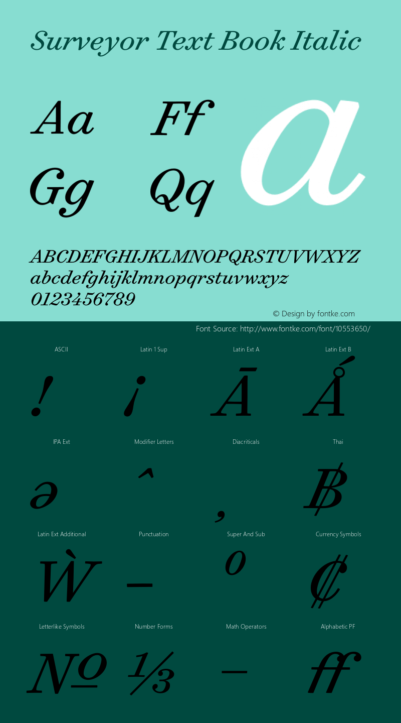 Surveyor Text Book Italic Version 1.200 Pro Font Sample