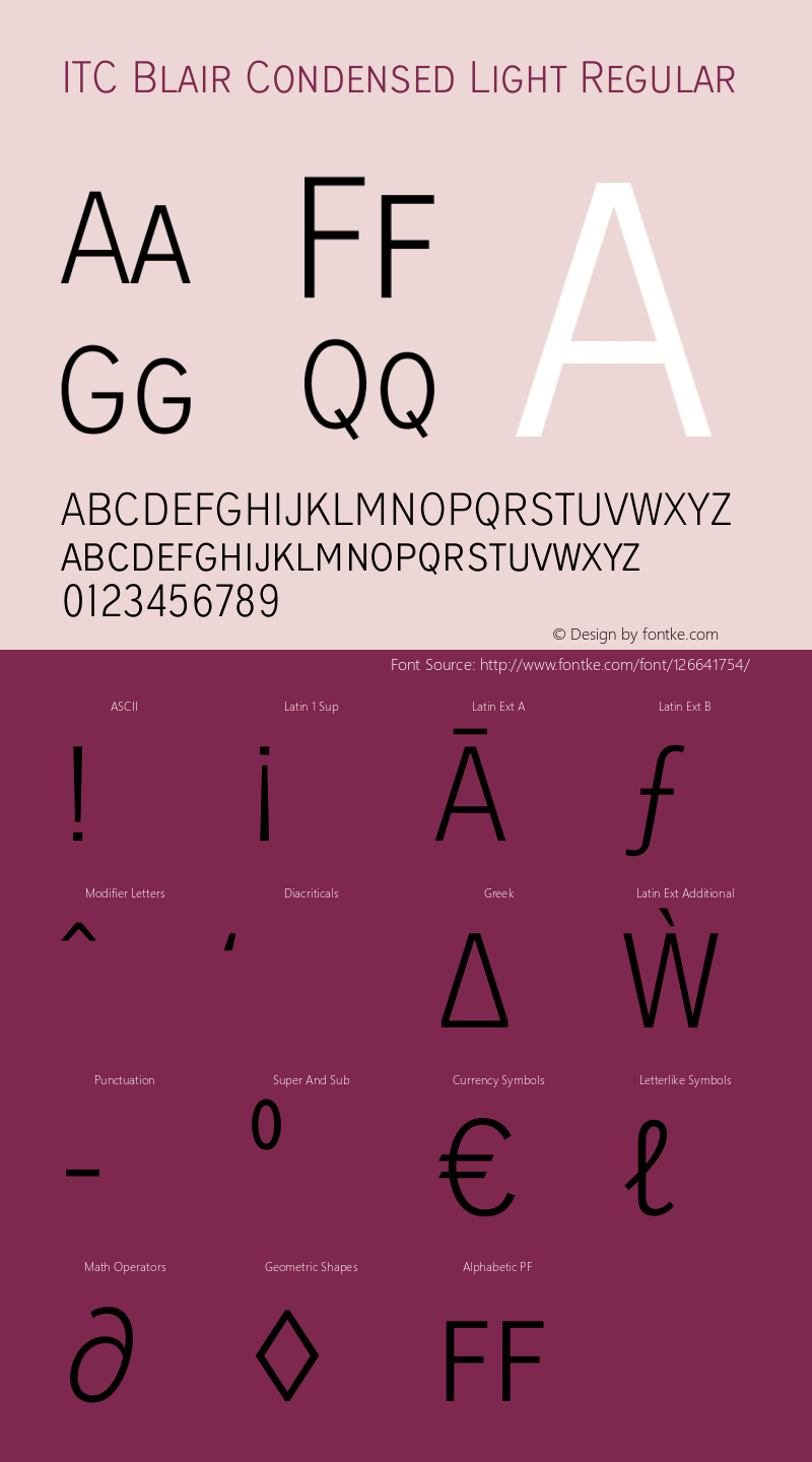 ITCBlair-CondensedLight Version 1.81 Font Sample