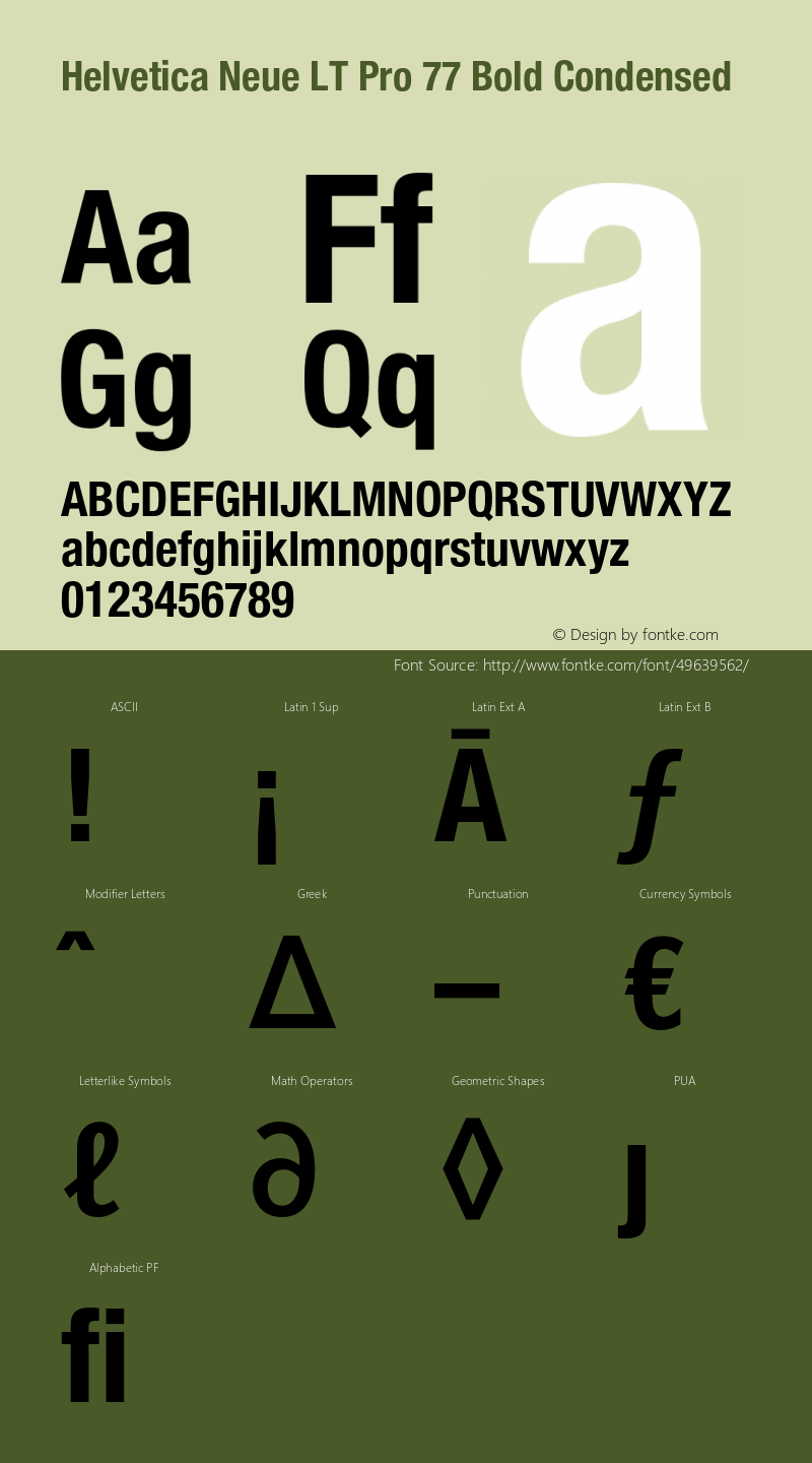 HelveticaNeueLTPro-BdCn Version 1.500;PS 001.005;hotconv 1.0.38 Font Sample