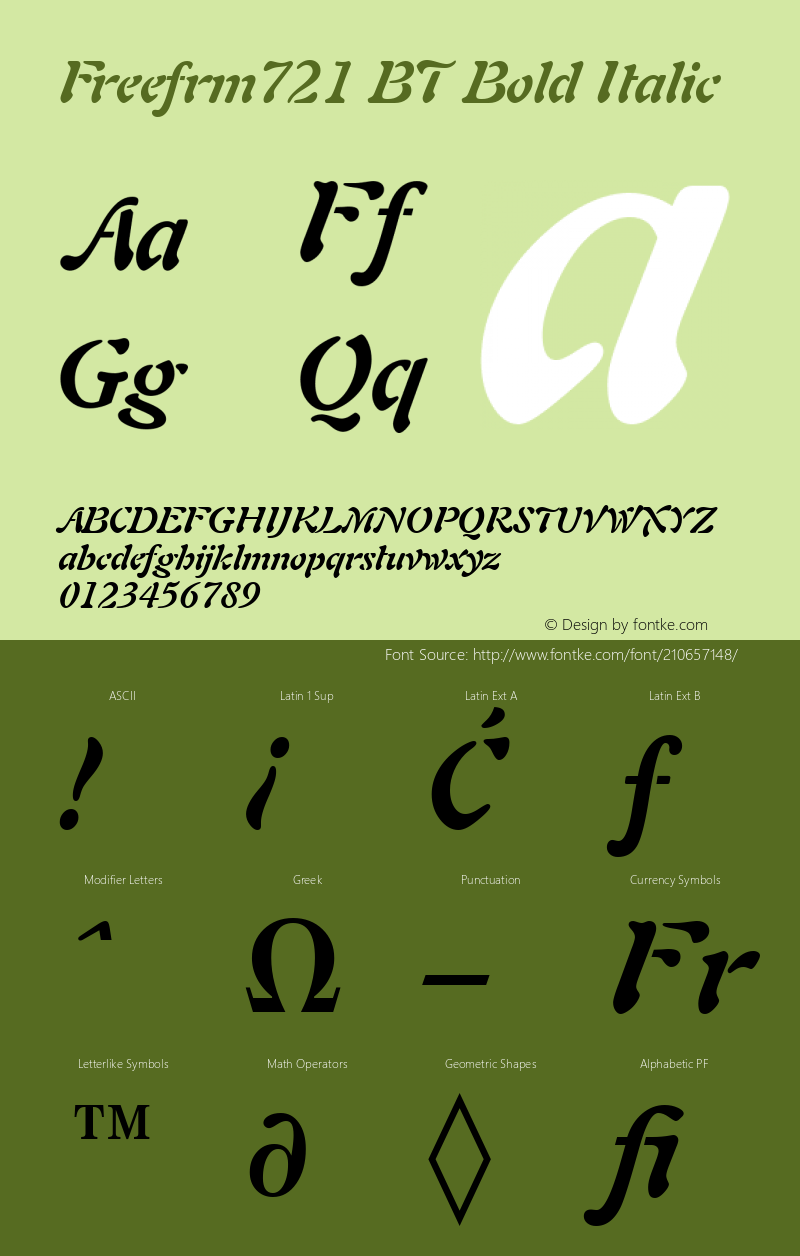 Freefrm721 BT Bold Italic Version 1.01 emb4-OT图片样张