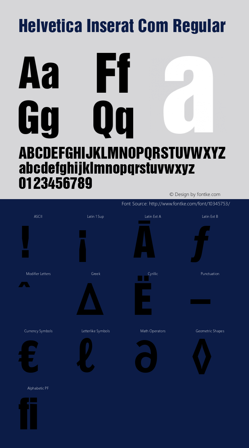 Helvetica Inserat Com Regular Version 1.01 Font Sample