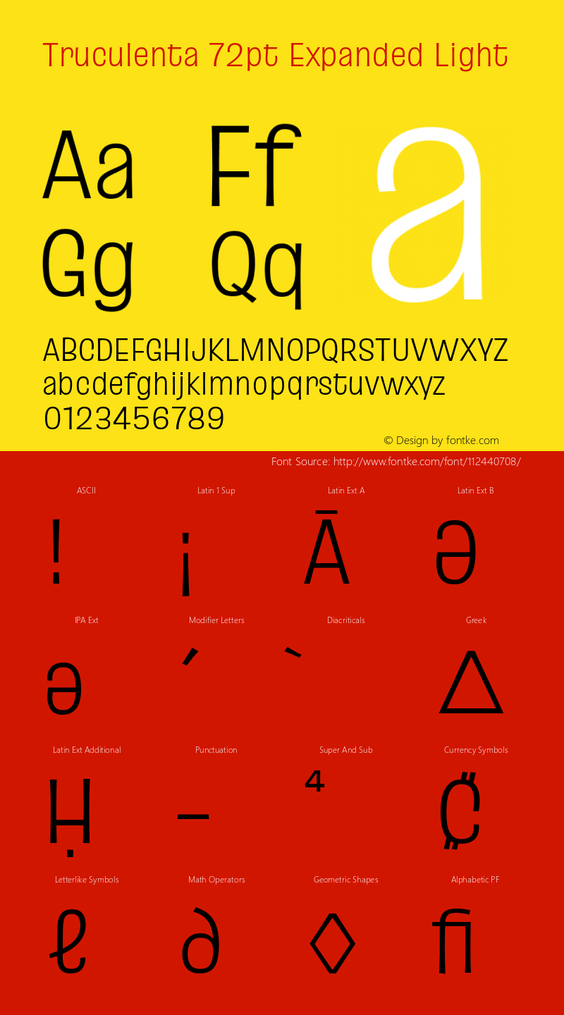 Truculenta 72pt Expanded Light Version 1.002; ttfautohint (v1.8.3) Font Sample